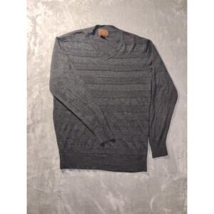 Chevron Wool Men's Large Gray Sweater V-Neck Dark Academia Old Money Quiet Money